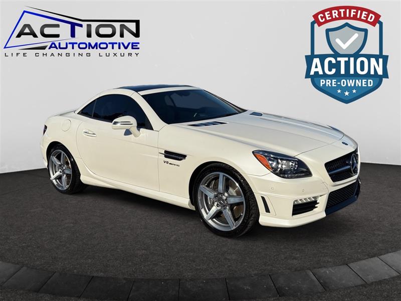 Diamond White Metallic 2014 Mercedes-Benz SLK 55 AMG Convertible Rear-Wheel Drive Automatic