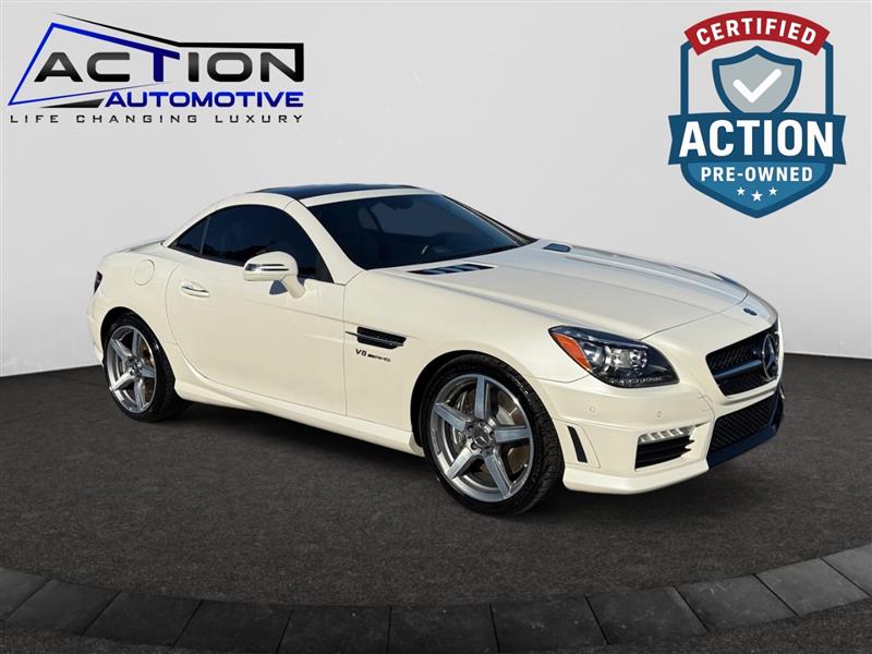 Diamond White Metallic 2014 Mercedes-Benz SLK 55 AMG Convertible Rear-Wheel Drive Automatic