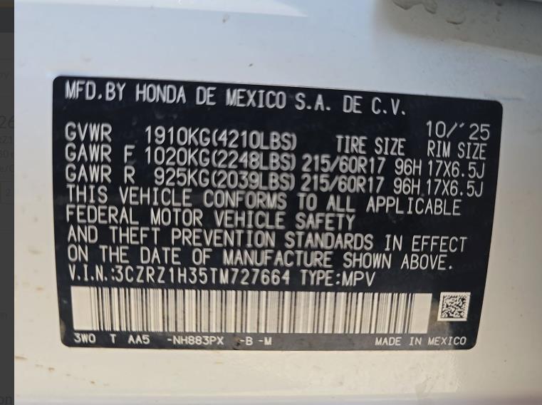 2026 HONDA HR-V LX