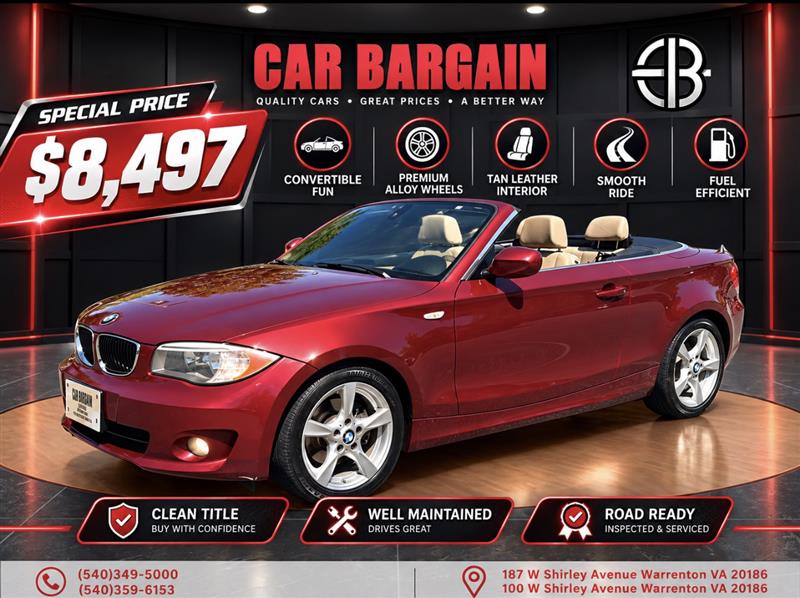 Vermilion Red Metallic 2012 BMW 1 Series Convertible Rear-Wheel Drive Automatic