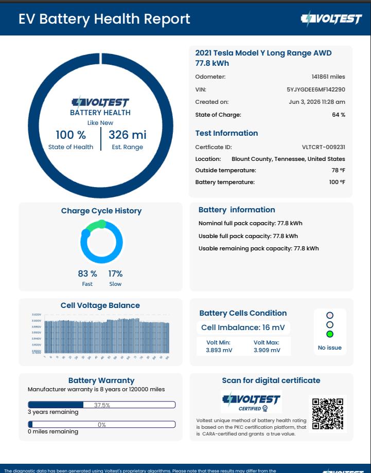 2021 TESLA MODEL Y *NEW HIGH VOLTAGE BATTERY*