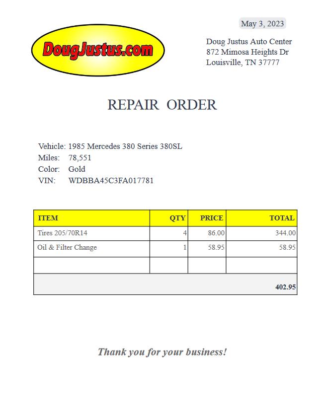 1985 MERCEDES-BENZ 380 SERIES 380SL