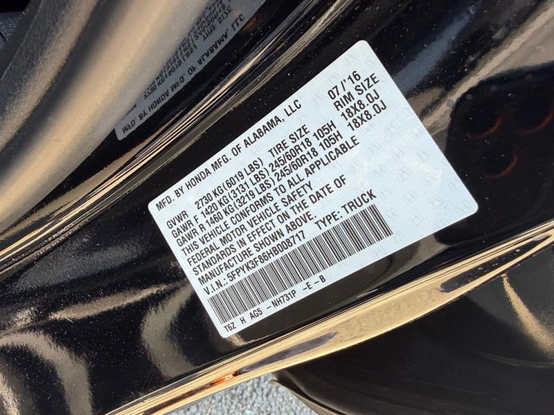 2017 HONDA RIDGELINE BLACK EDITION